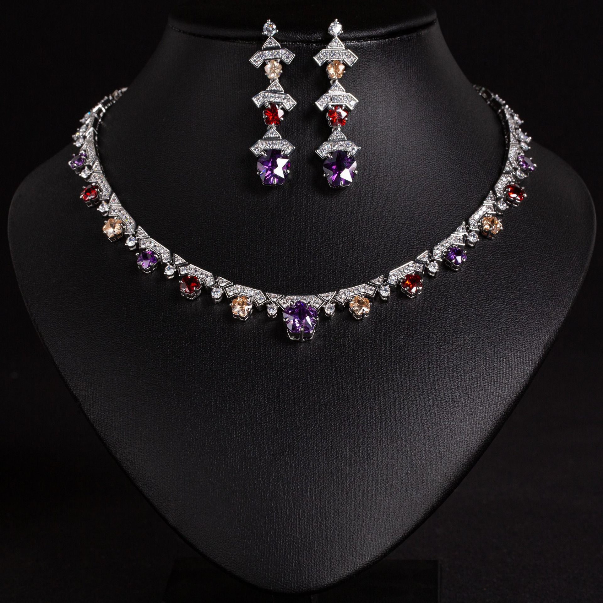New light luxury zircon jewelry set