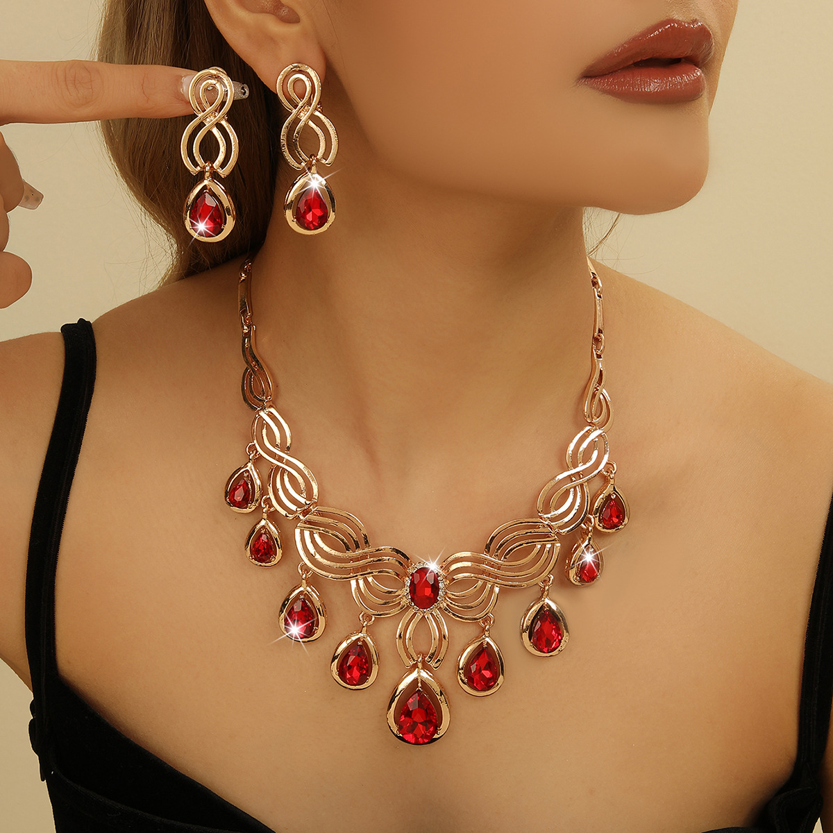 4-piece crystal jewelry set#TL4068