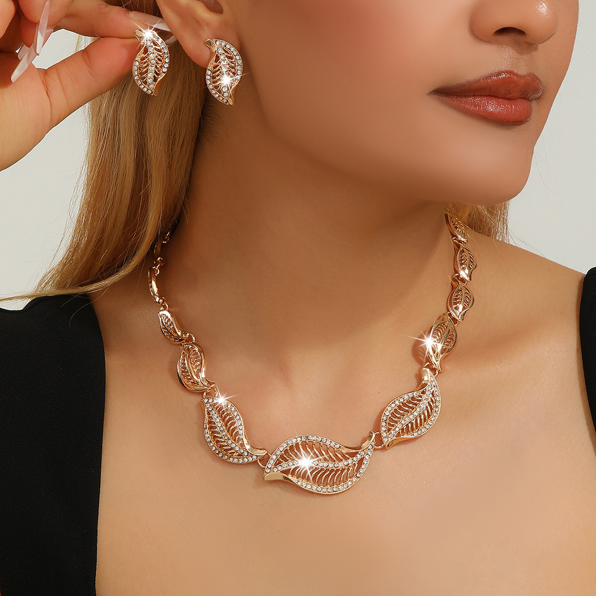 2-piece crystal jewelry set#TL4160