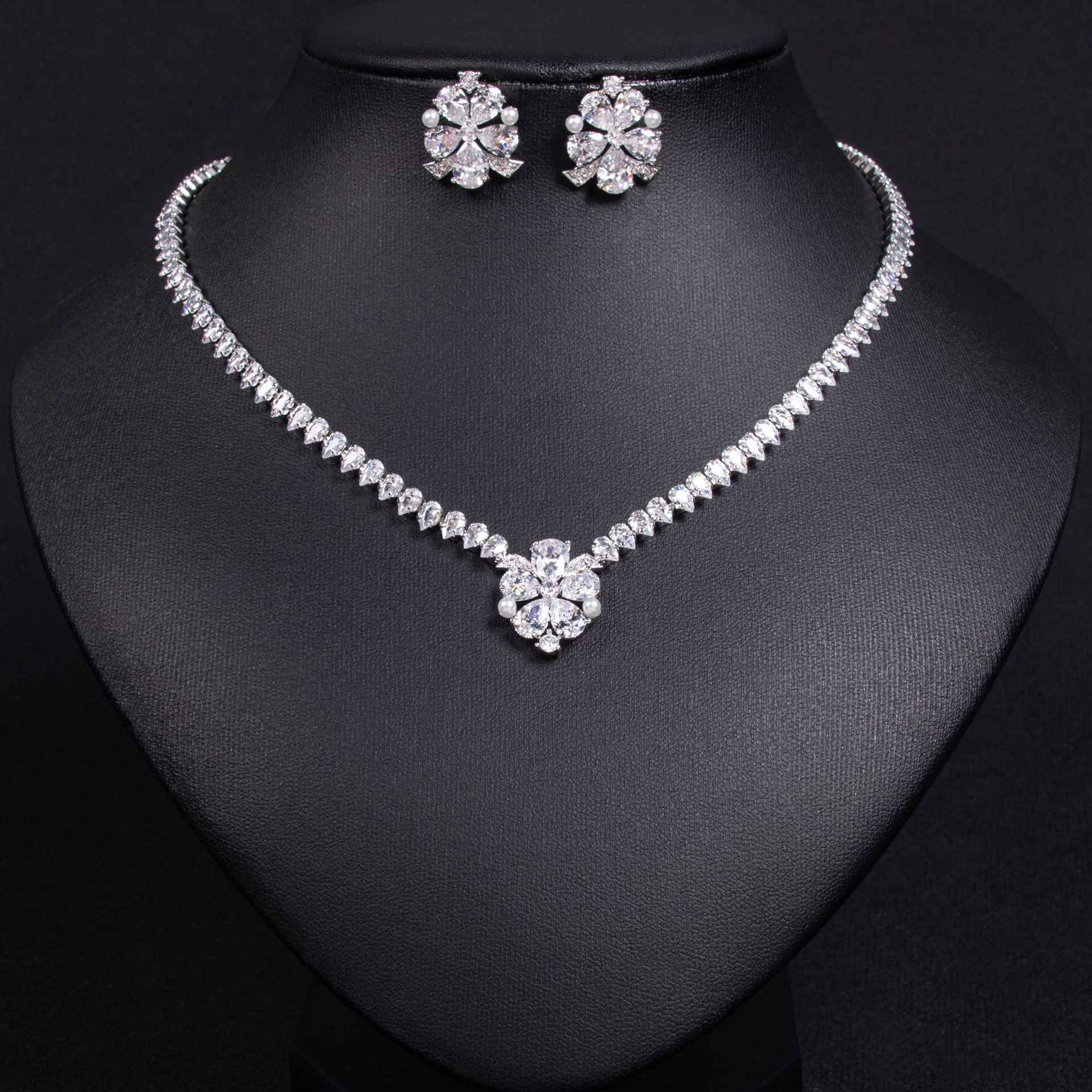 New Petal Zircon Jewelry Set