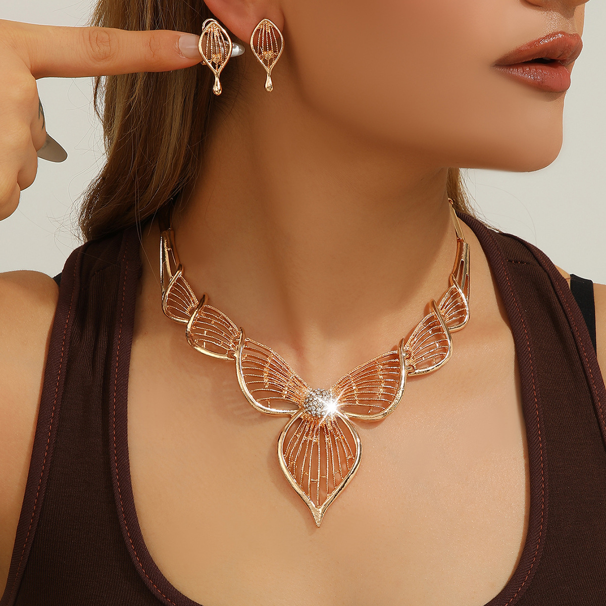 2-piece crystal jewelry set#TL4135