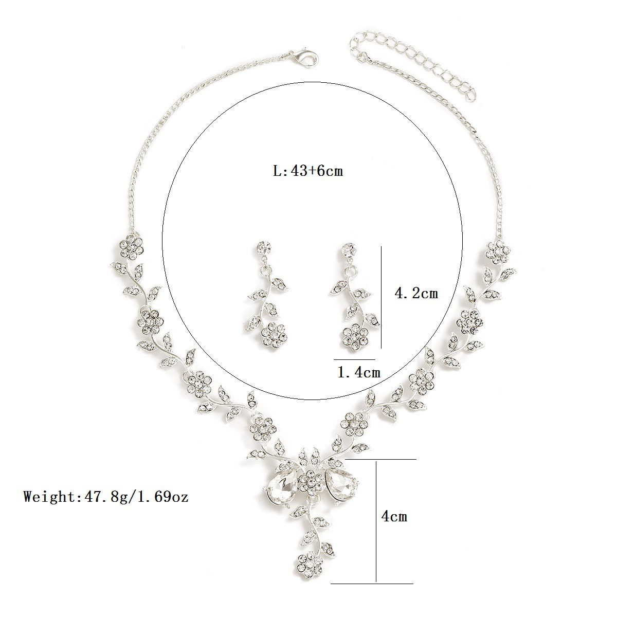 2-piece crystal jewelry set#TL0001