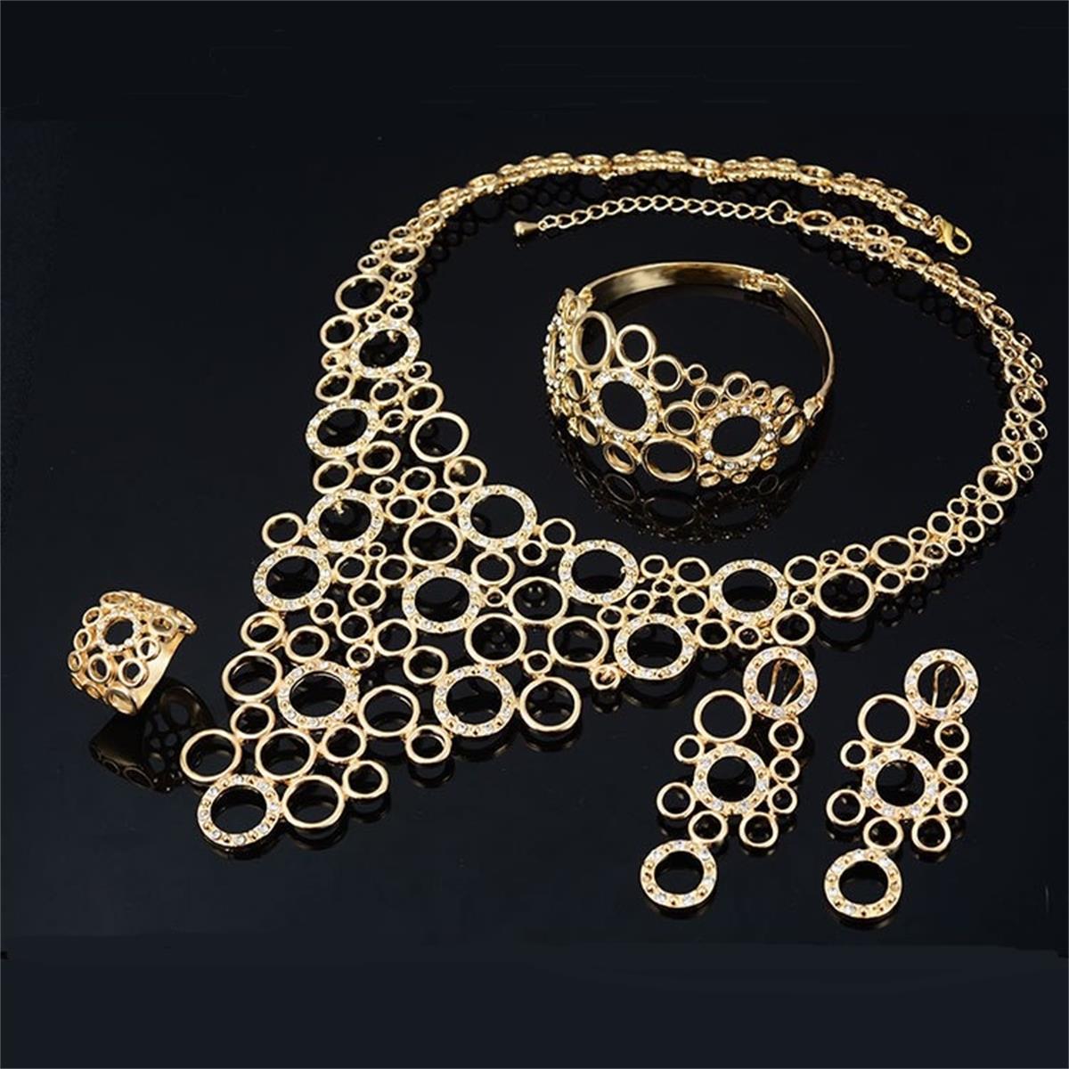 4-piece crystal jewelry set#TL4016