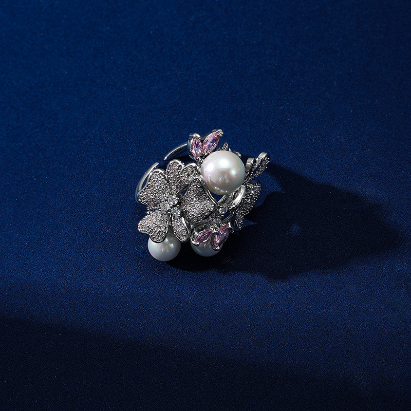 New high quality elegant floral zircon ring