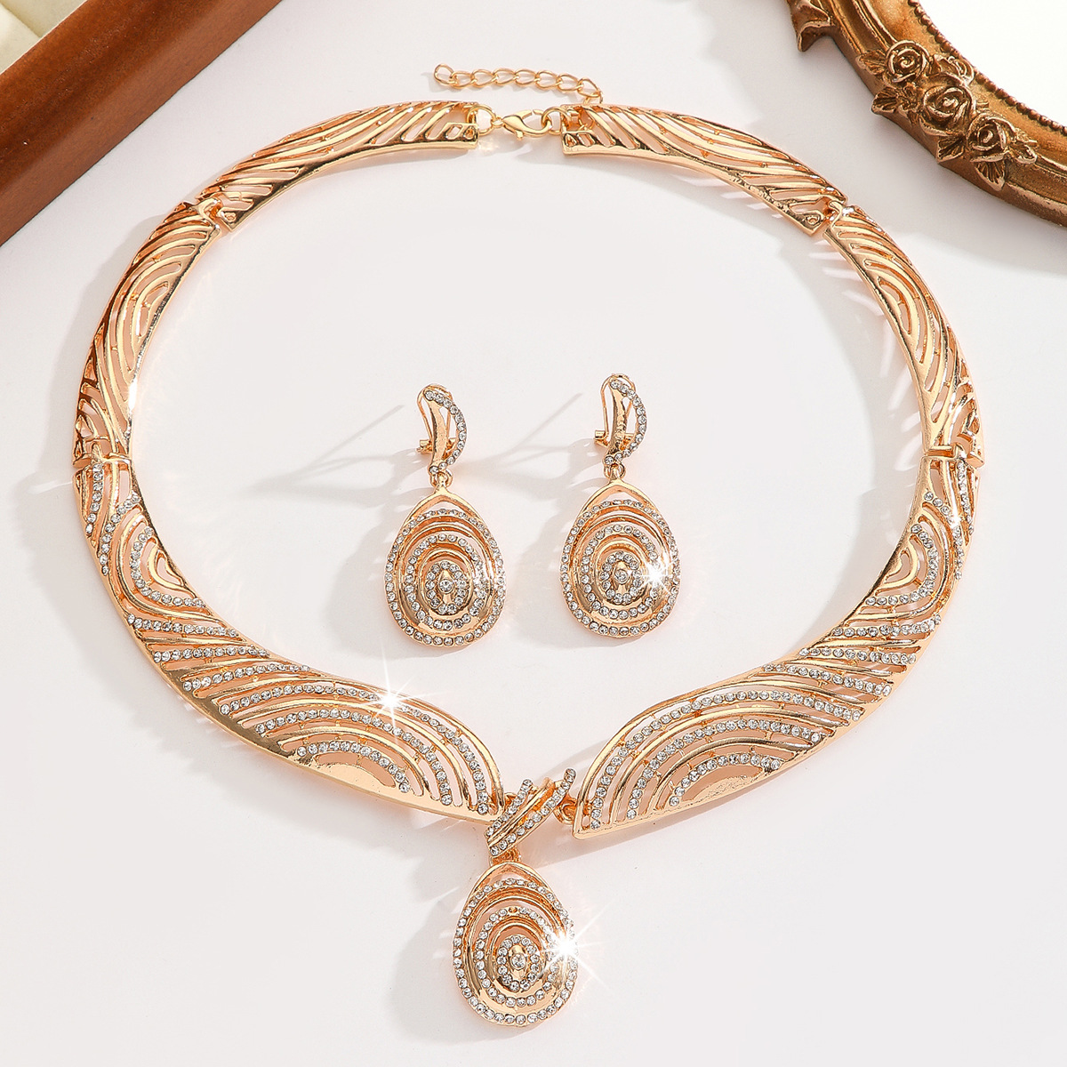 2-piece crystal jewelry set#TL4191