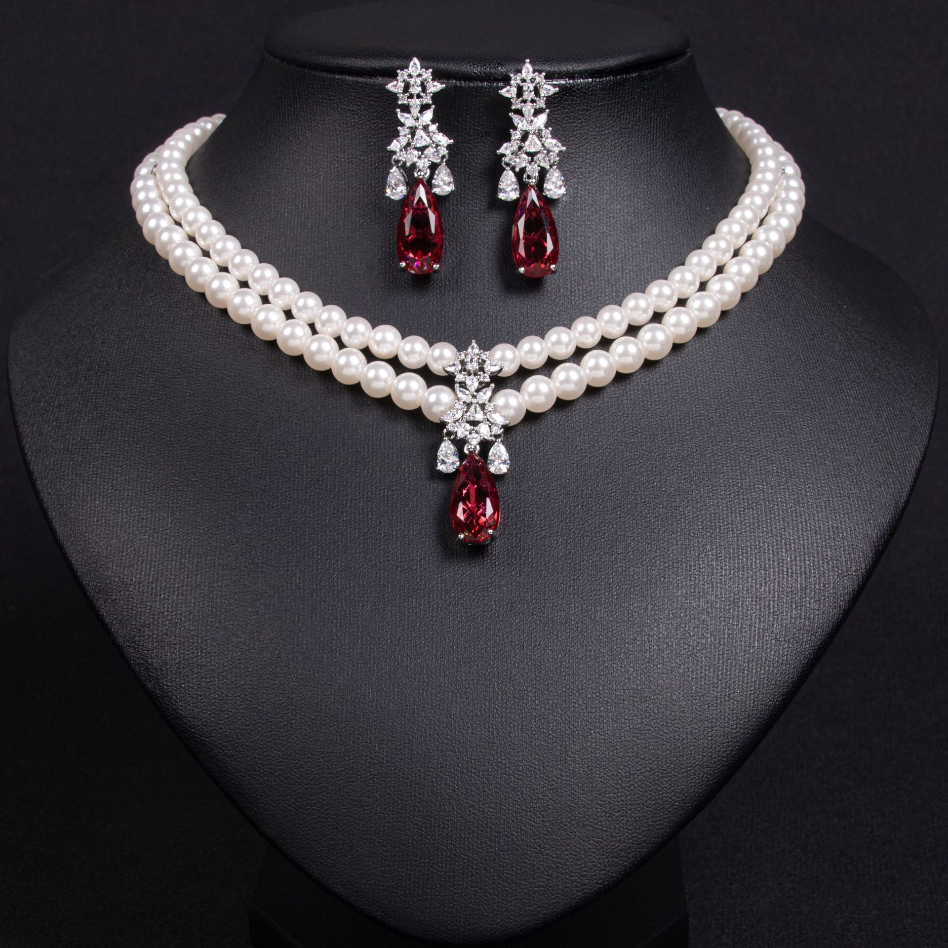 New Pearl Zircon Jewelry Set