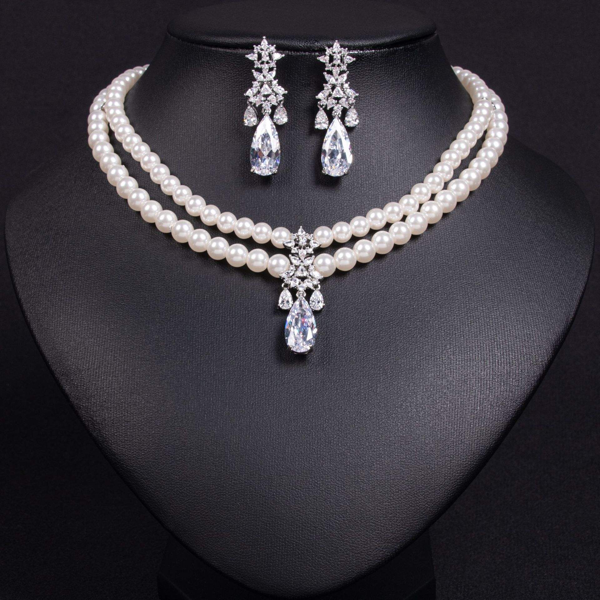 New Pearl Zircon Jewelry Set