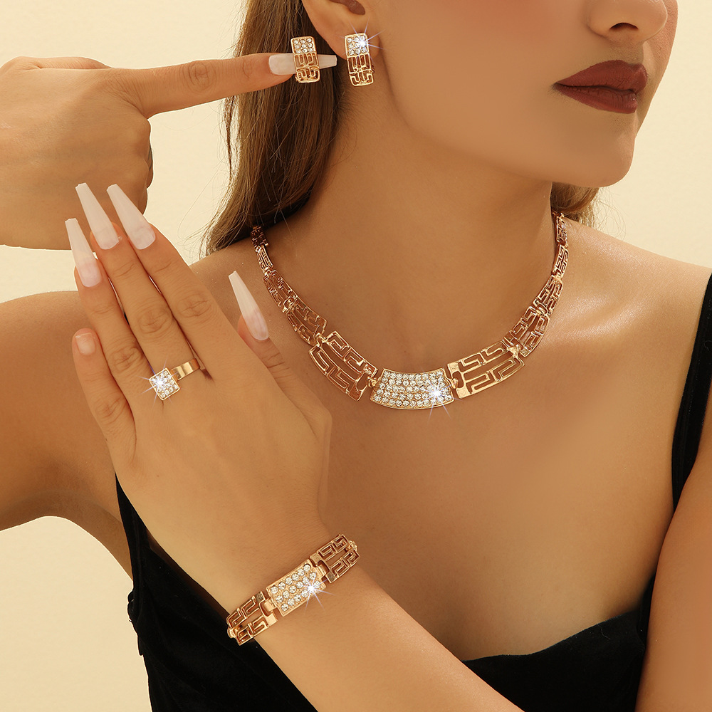 4-piece crystal jewelry set#TL4013