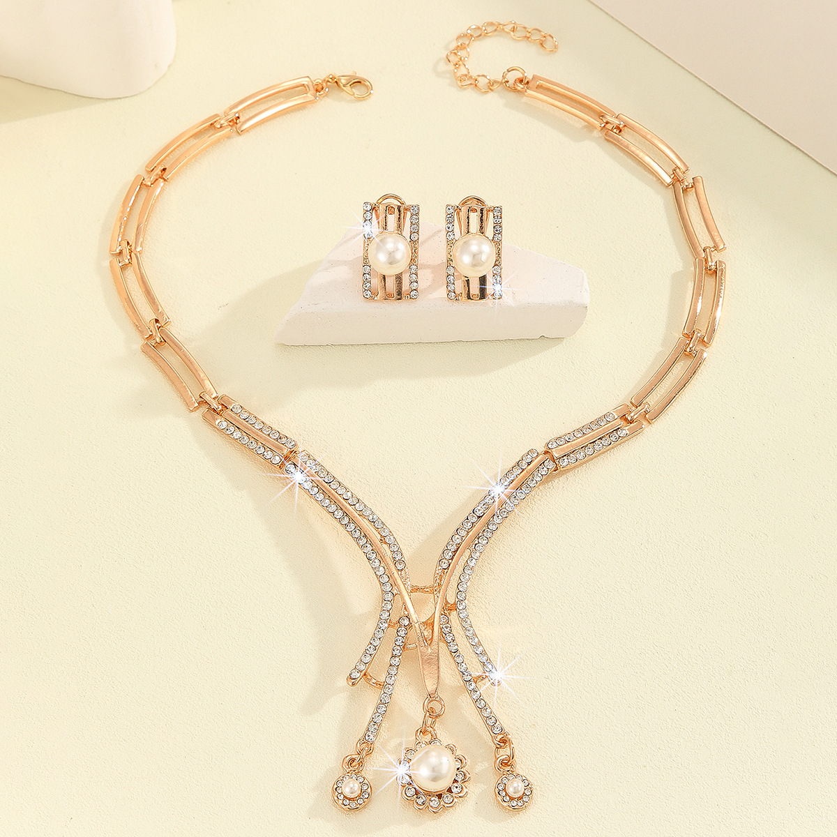 2-piece crystal jewelry set#TL4041