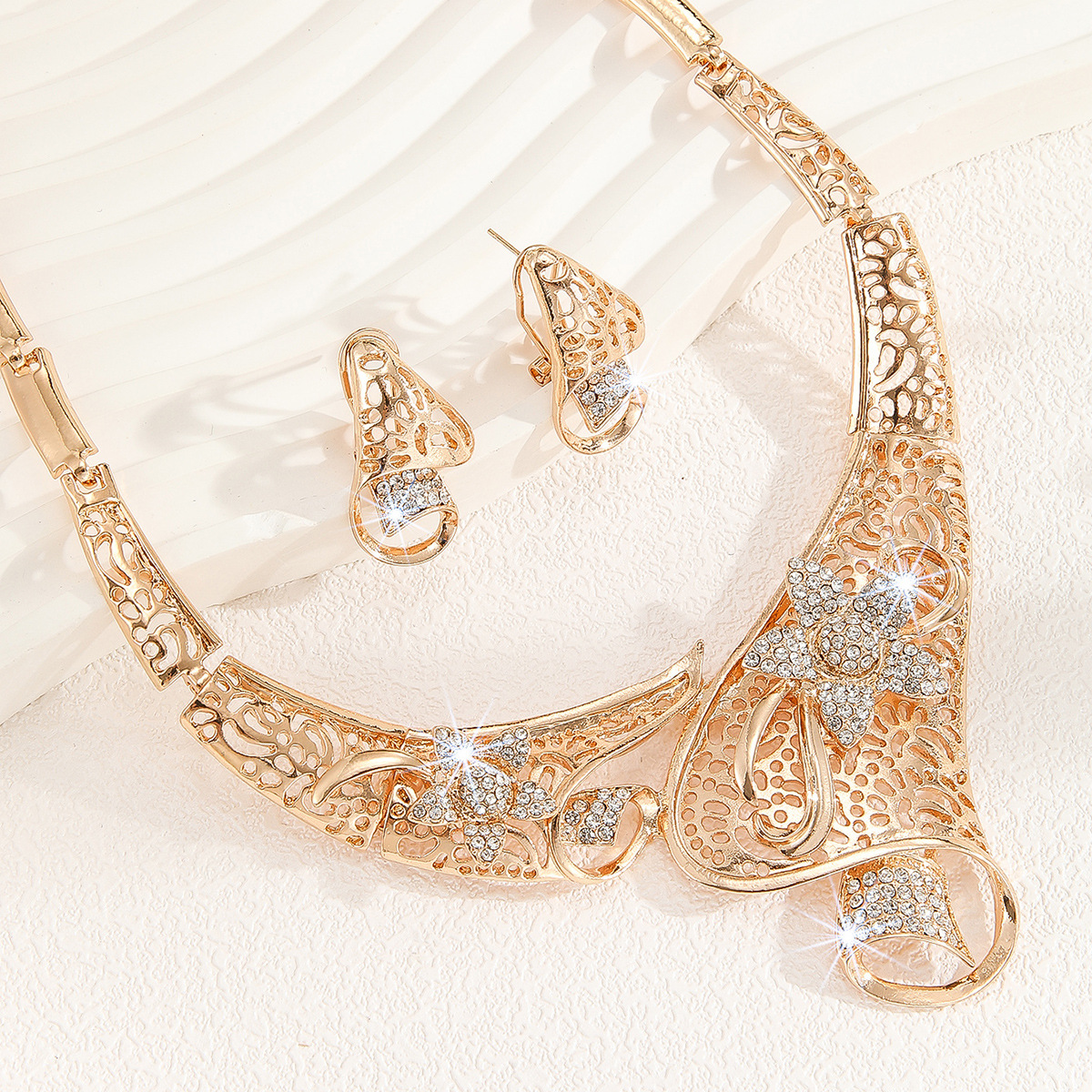 2-piece crystal jewelry set#TL4056