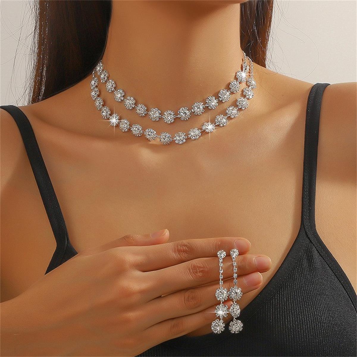 2-piece crystal jewelry set#ZL002645