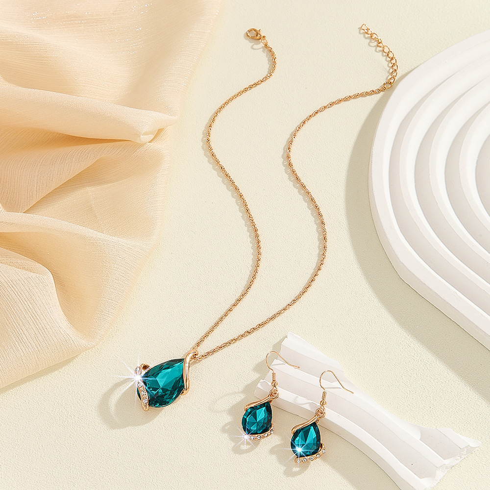 2-piece crystal jewelry set#2103