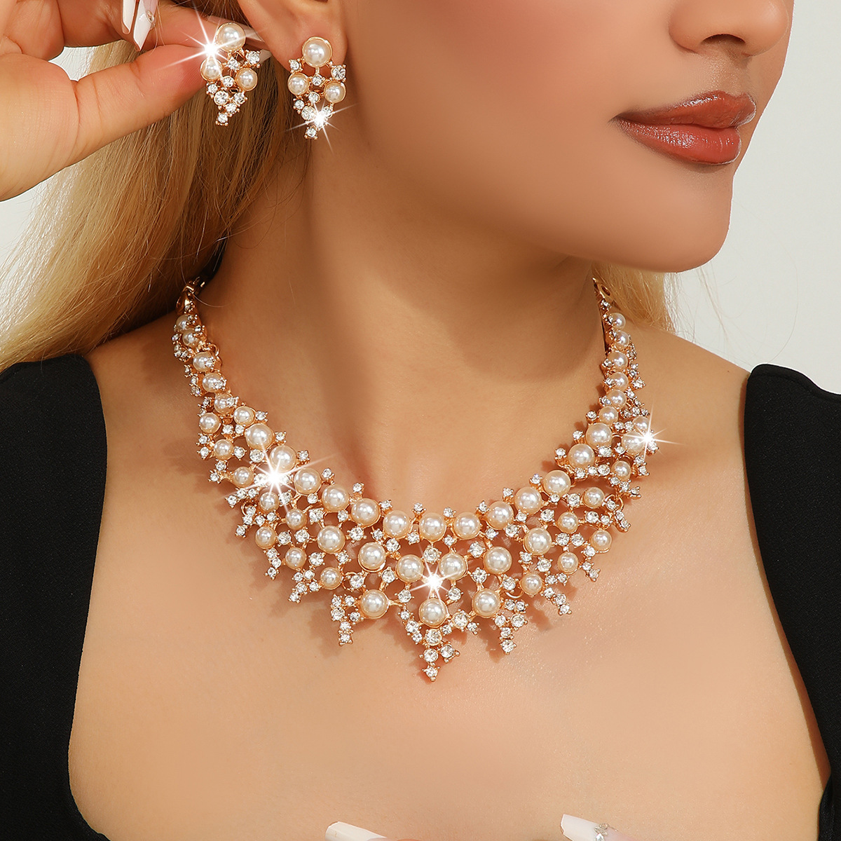 2-piece crystal jewelry set#TL4190