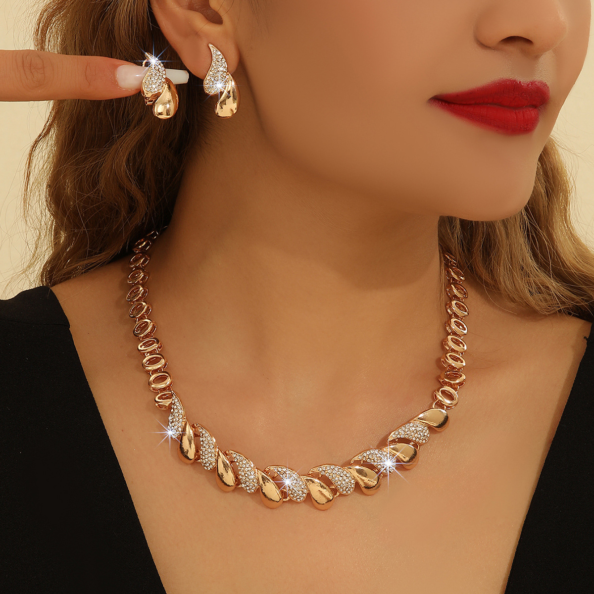 2-piece crystal jewelry set#TL4106