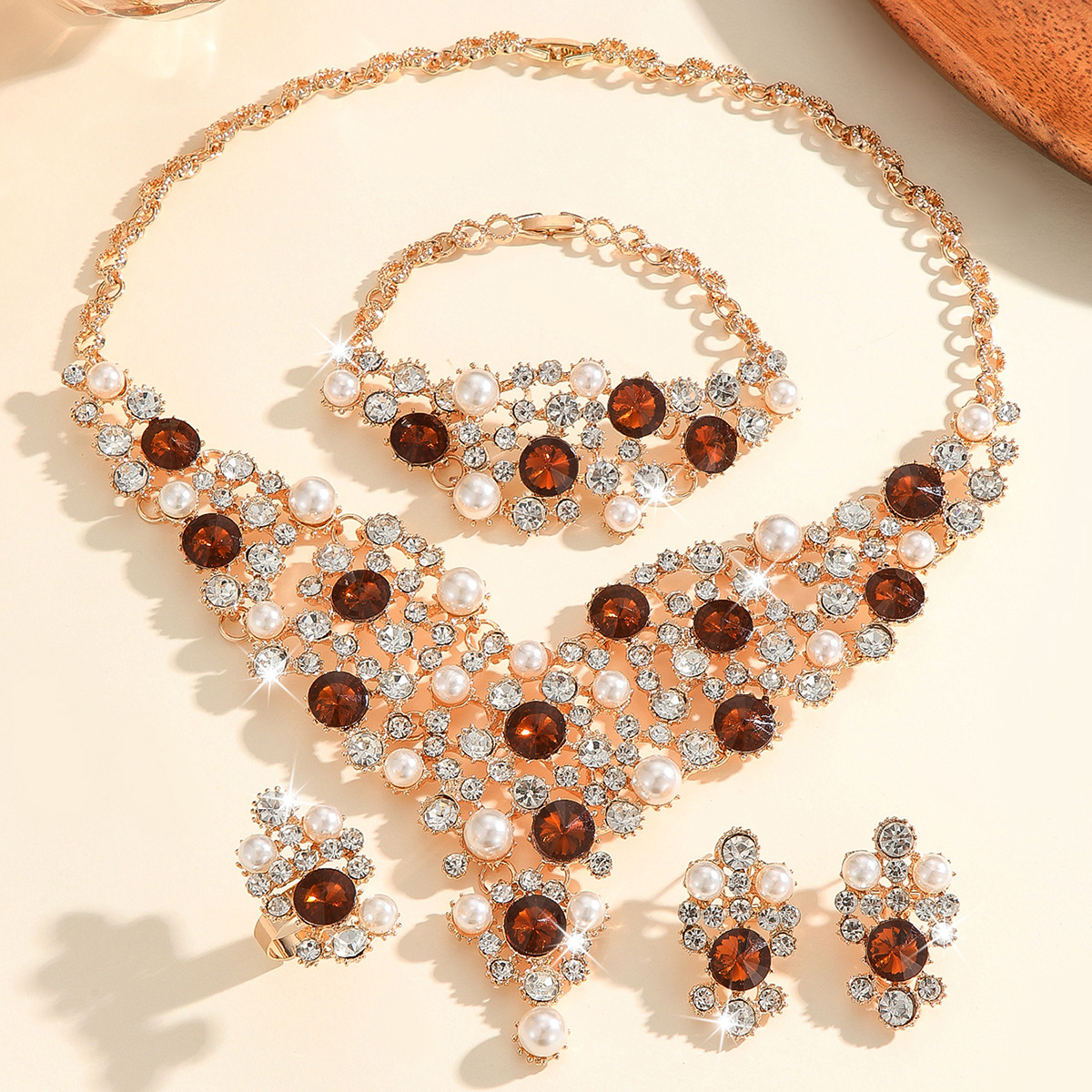 4-piece crystal jewelry set#TL4232