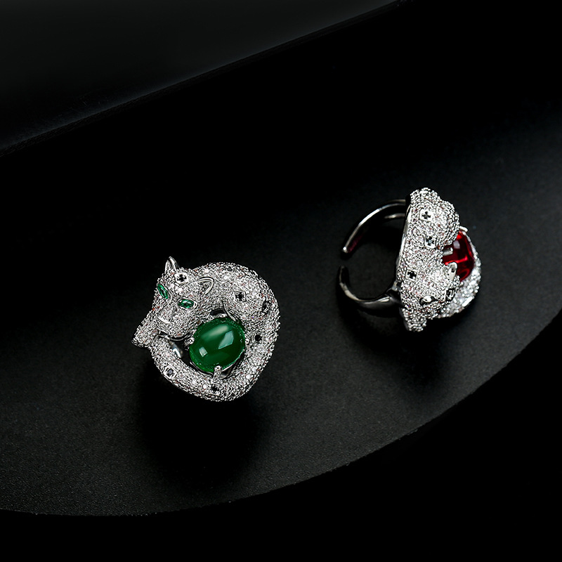 New high quality creative leopard zircon ring