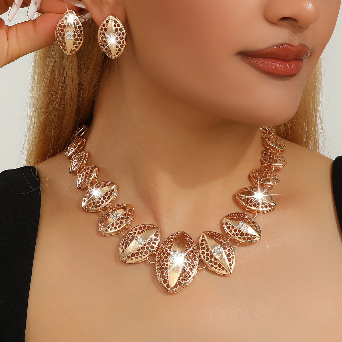 2-piece crystal jewelry set#TL4115