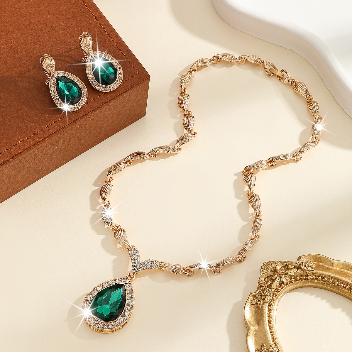 2-piece crystal jewelry set#TL4078-1