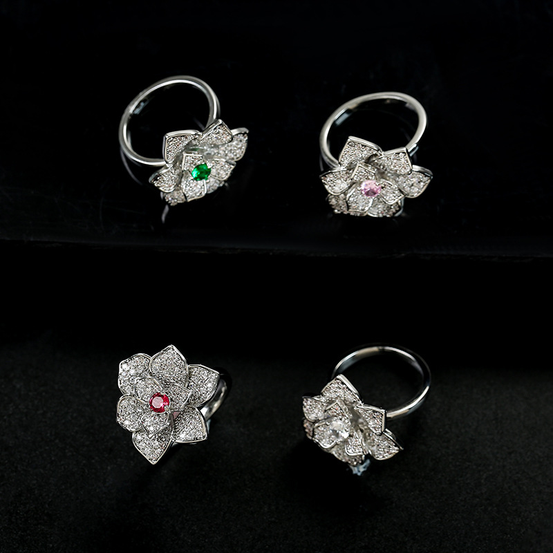New high quality flower zircon ring