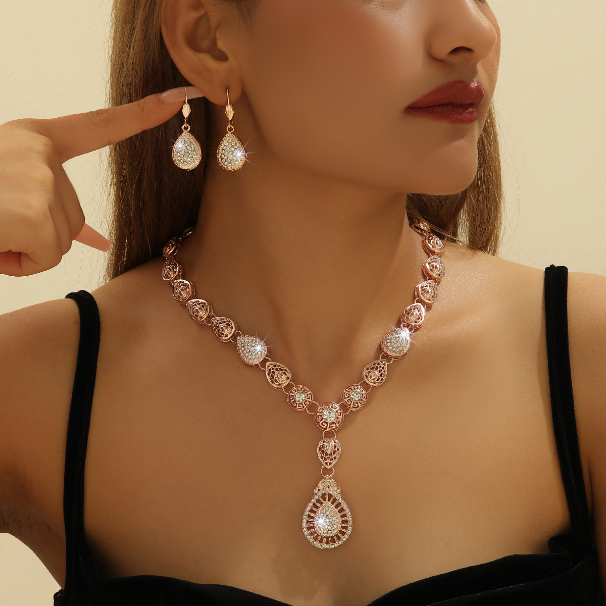 2-piece crystal jewelry set#TL4164