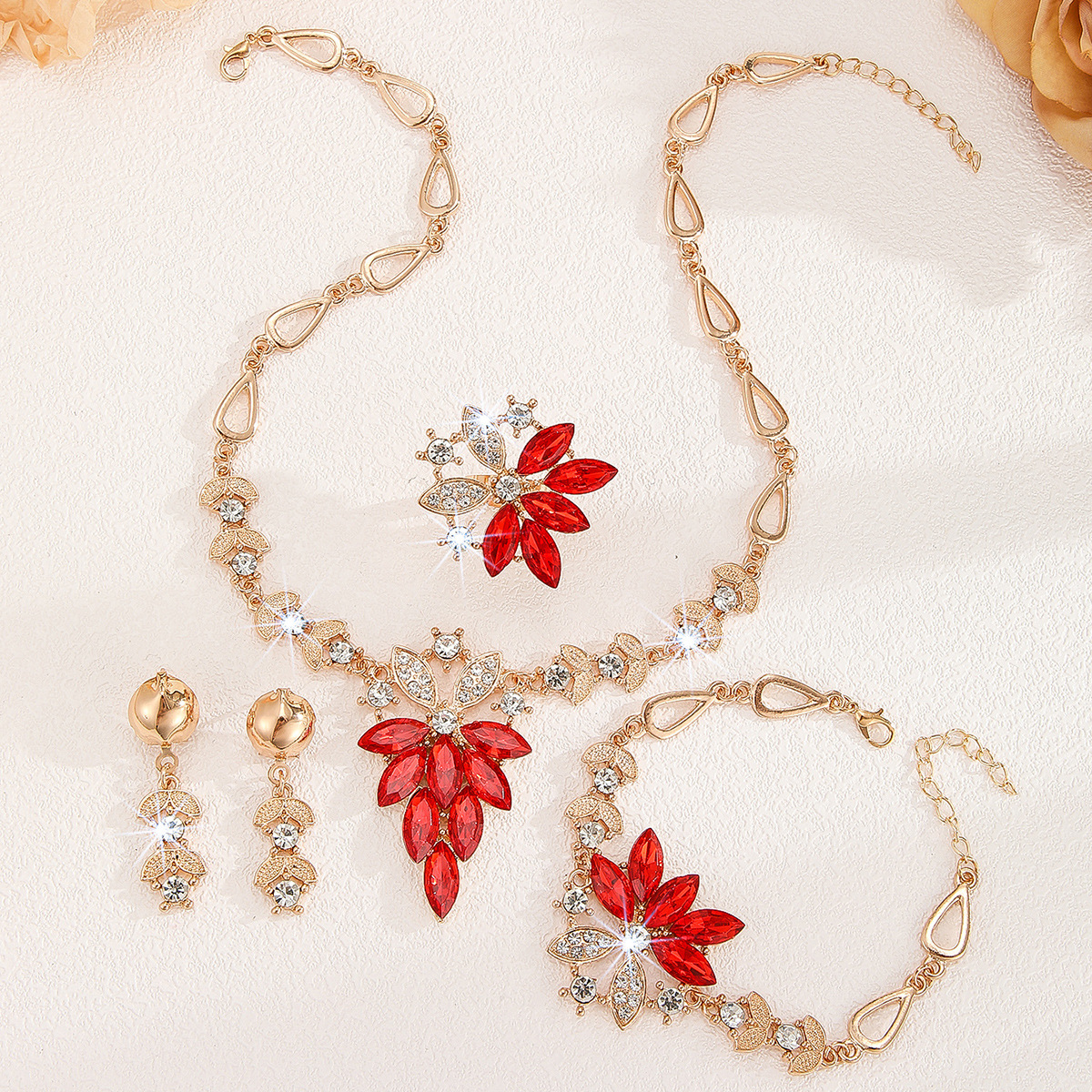 4-piece crystal jewelry set#TL4026