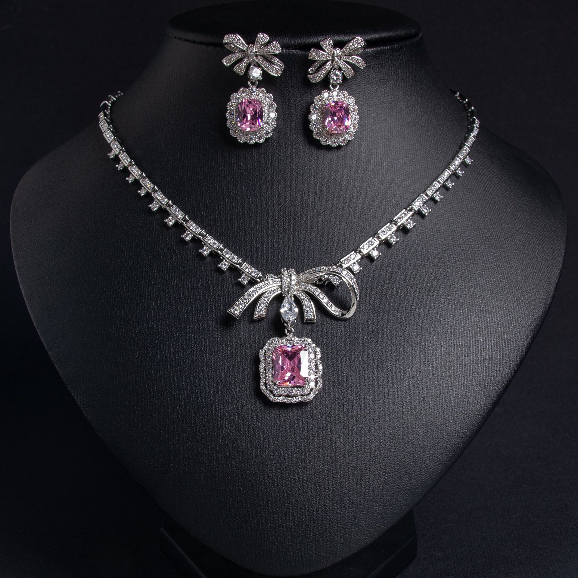 New Bowknot Zircon Jewelry Set