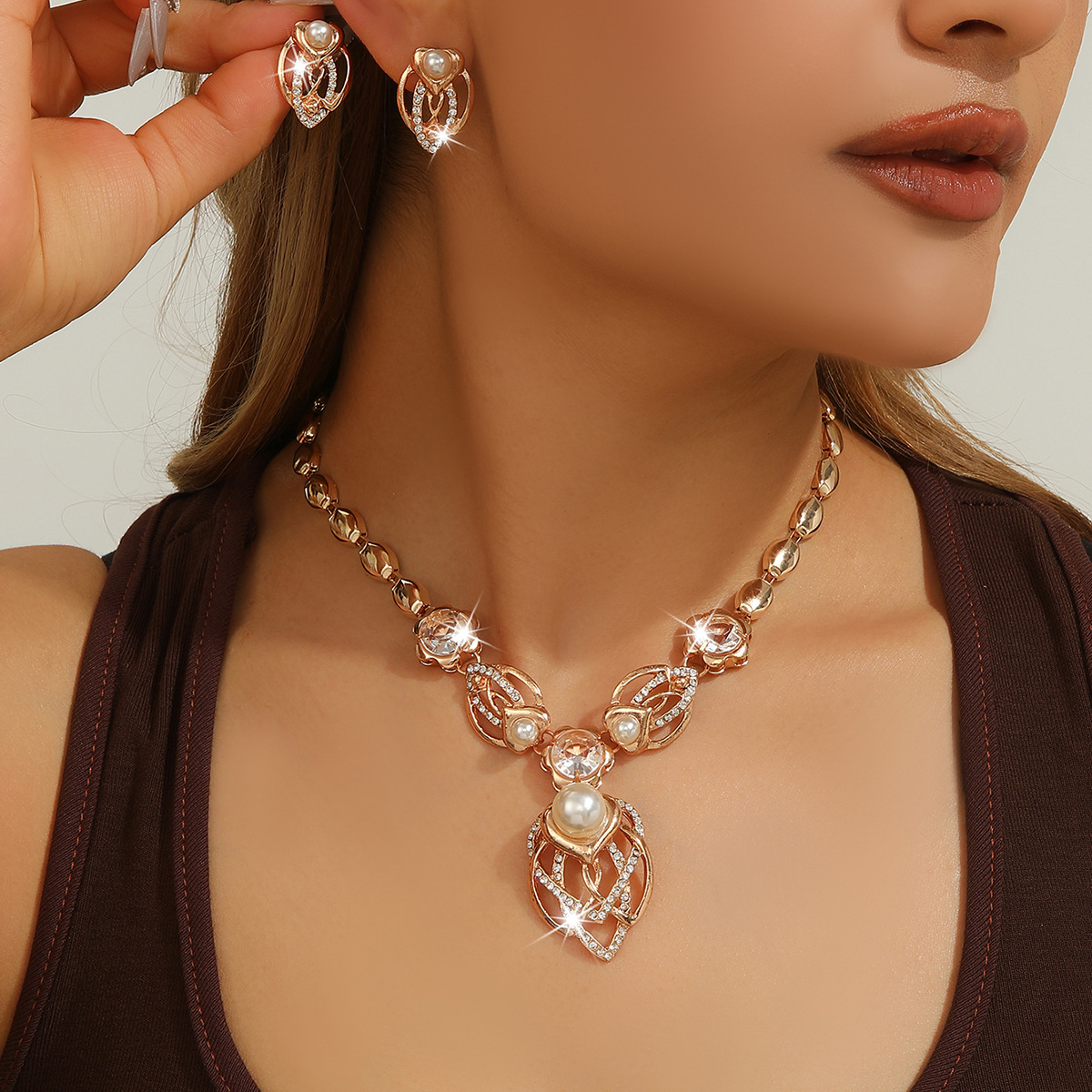 2-piece crystal jewelry set#TL4212