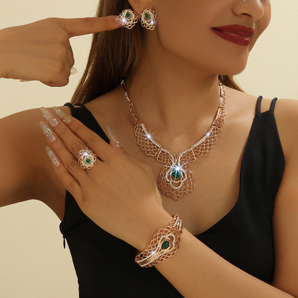 4-piece crystal jewelry set#TL4113