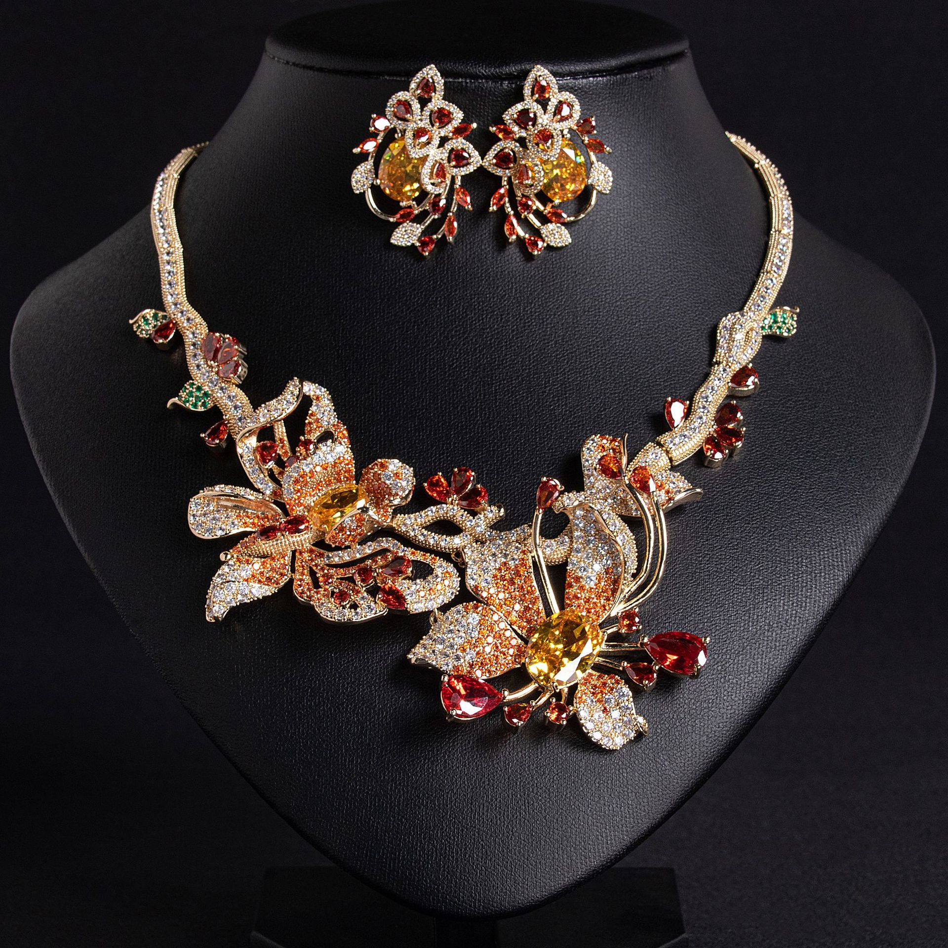 New Floral Butterfly Zirconia Jewelry Set