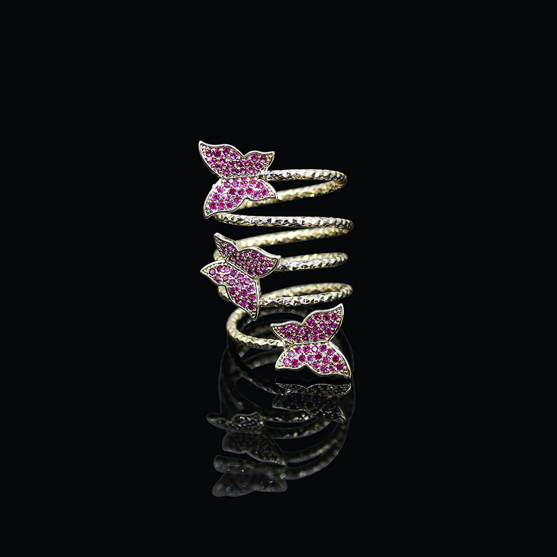 New high quality butterfly zircon ring