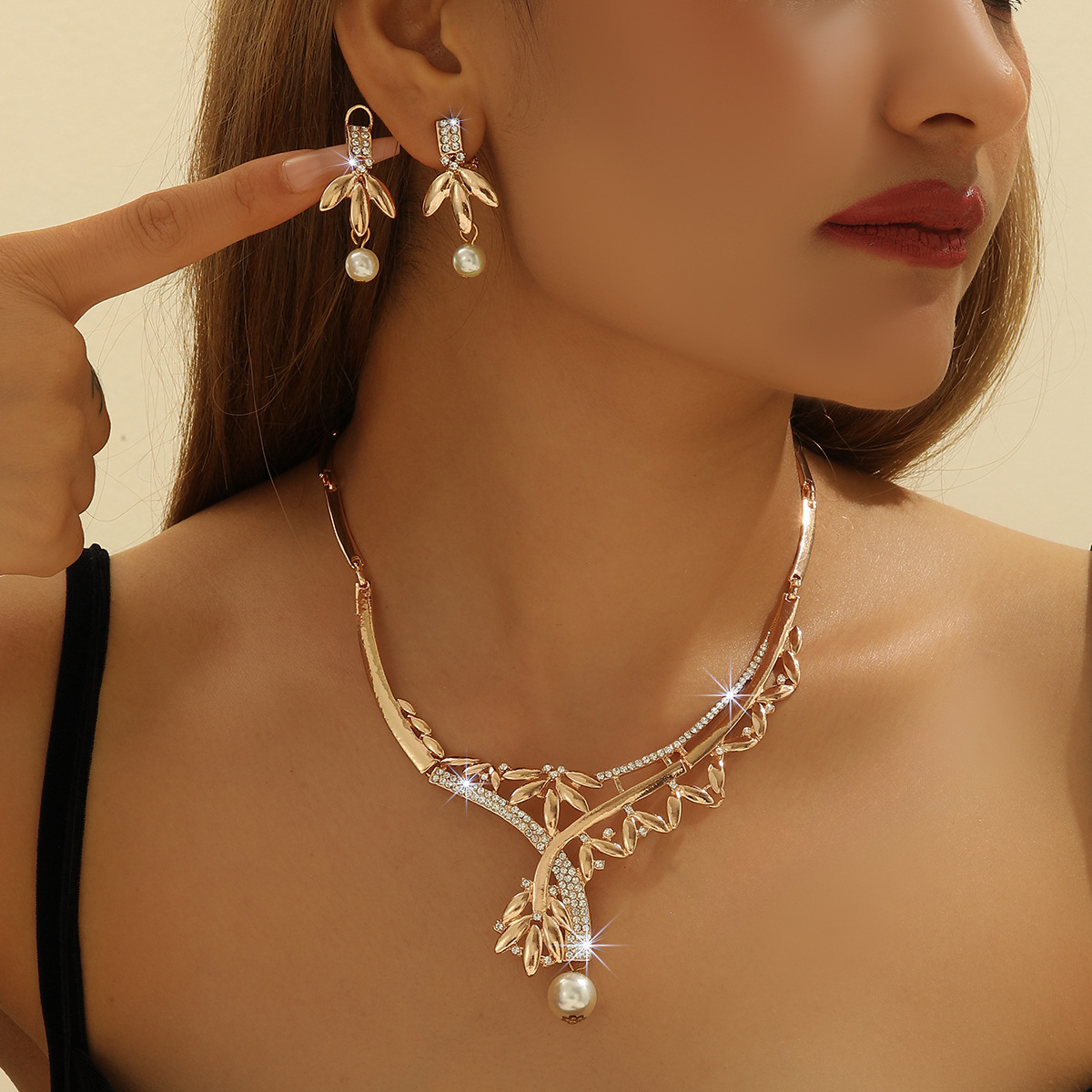 2-piece crystal jewelry set#L4057