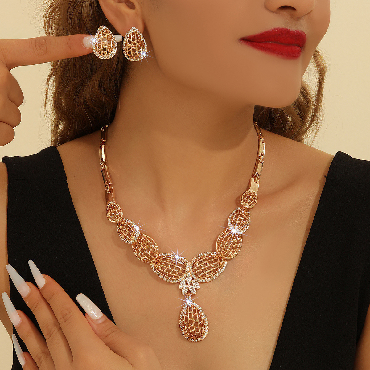 2-piece crystal jewelry set#TL4129
