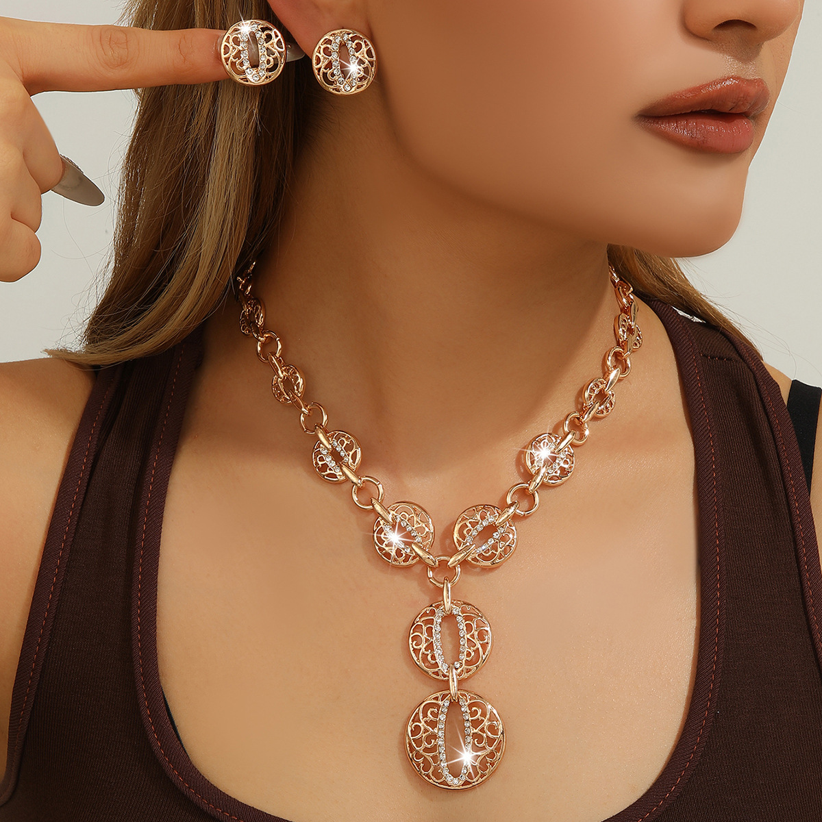 2-piece crystal jewelry set#TL4121