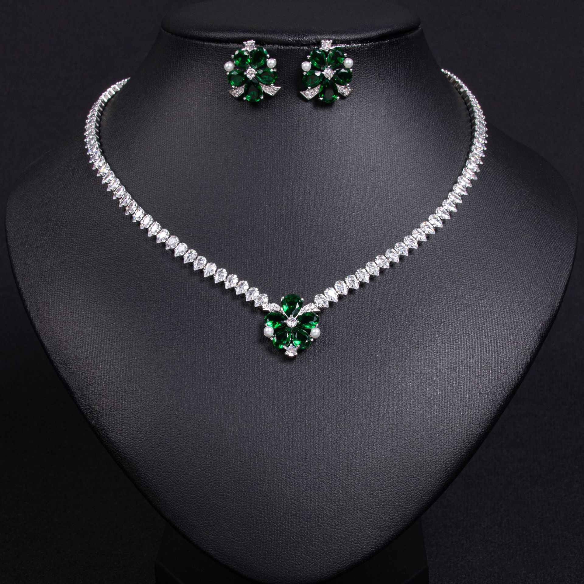 New Petal Zircon Jewelry Set