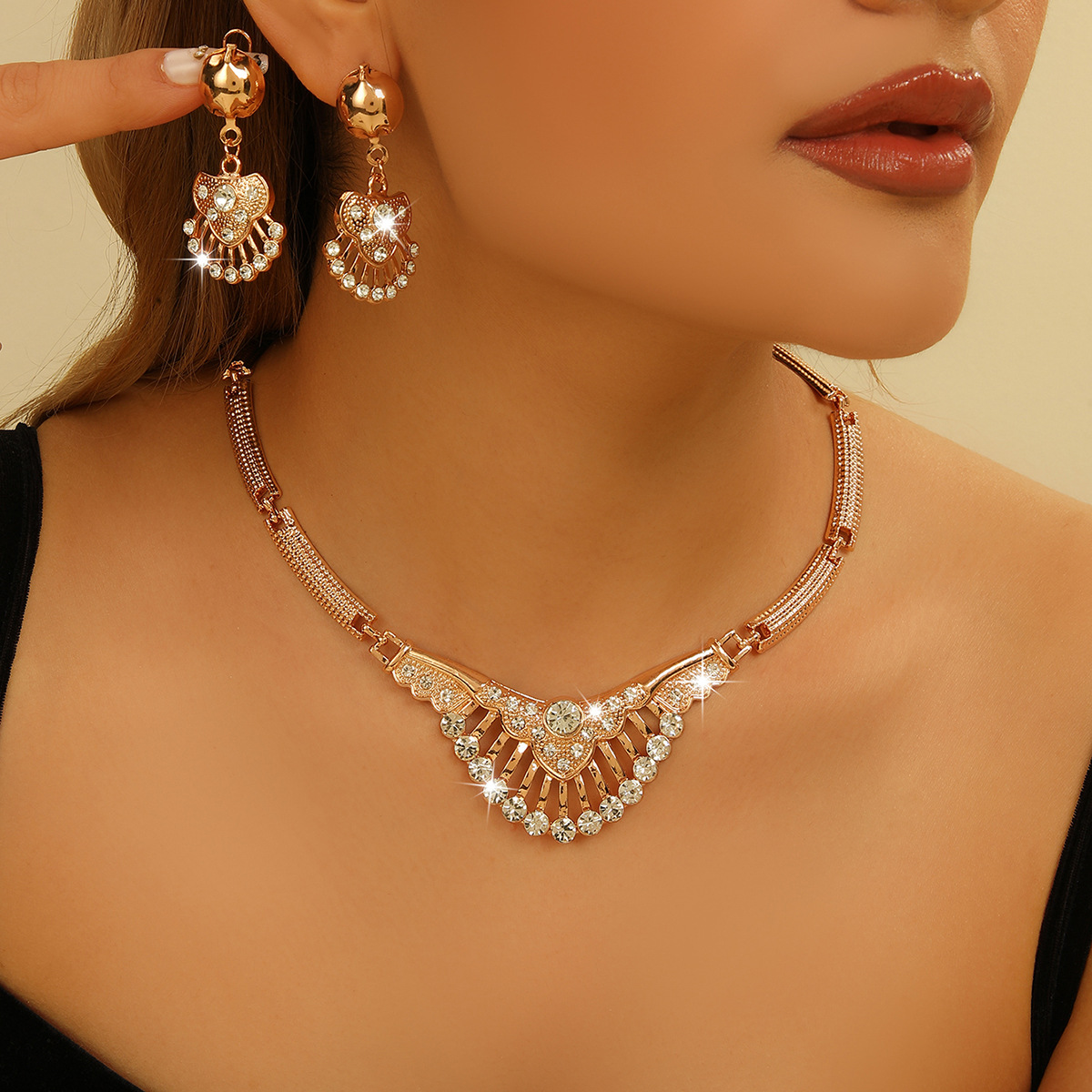 2-piece crystal jewelry set#TL4003