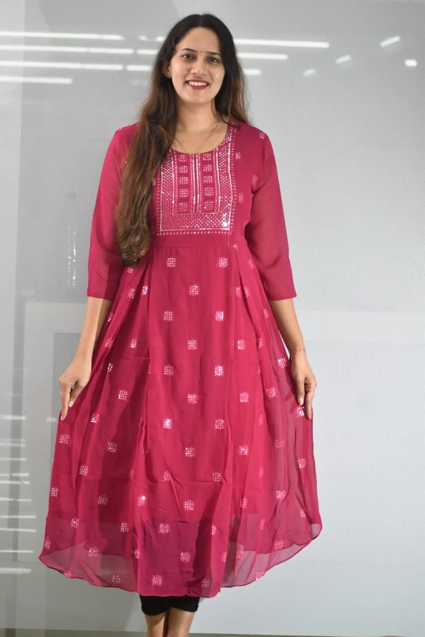 Elegant Pink Embroidered Kurti