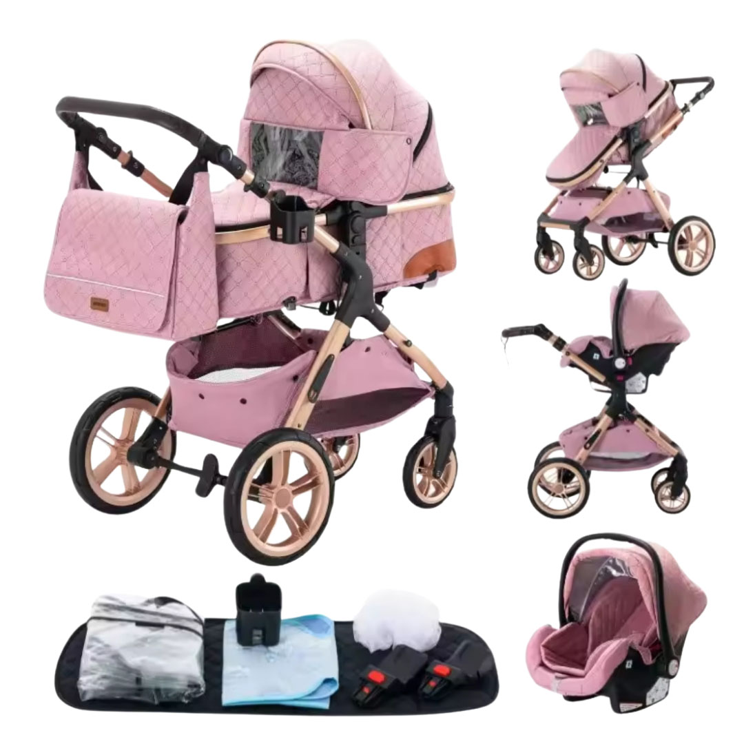 3-in-1 stroller with basket and high design