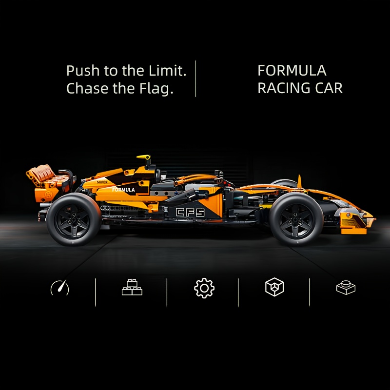 Orange Formula 1 Racing Car Model Building Kit – 1:10 Scale