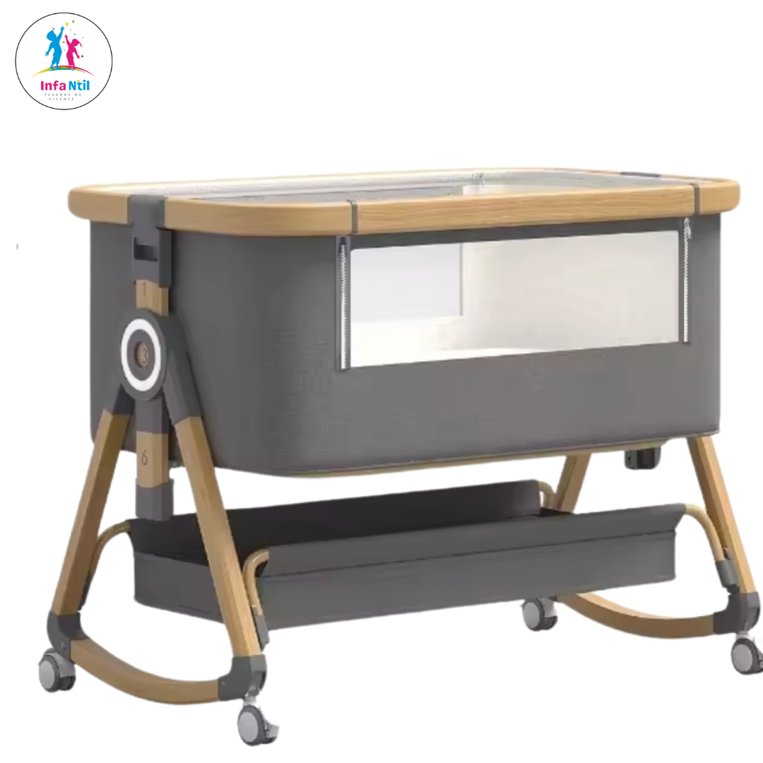 3-in-1 Portable Crib with Adjustable Height and Wheels
