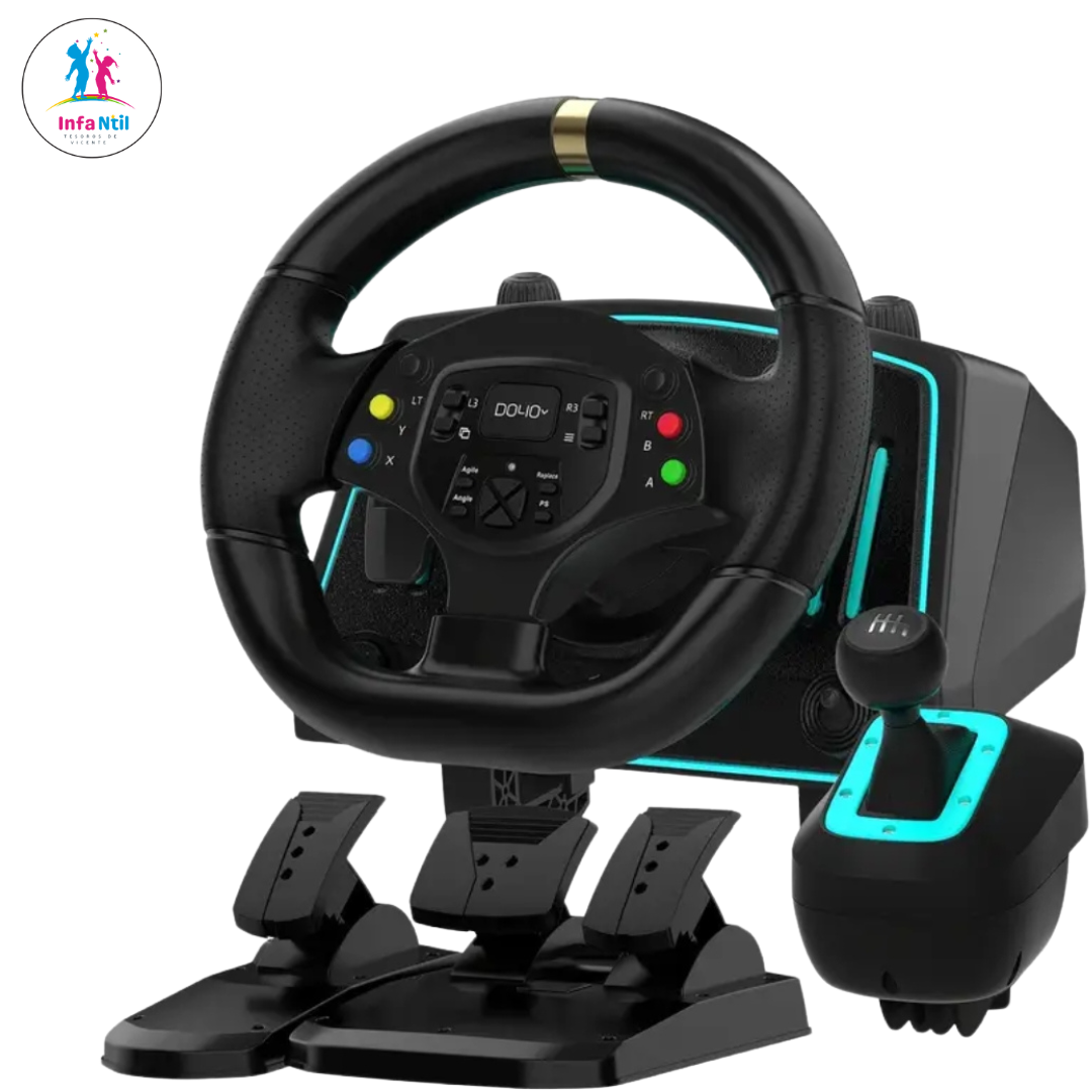Simulation steering wheel with pedals and gear shift