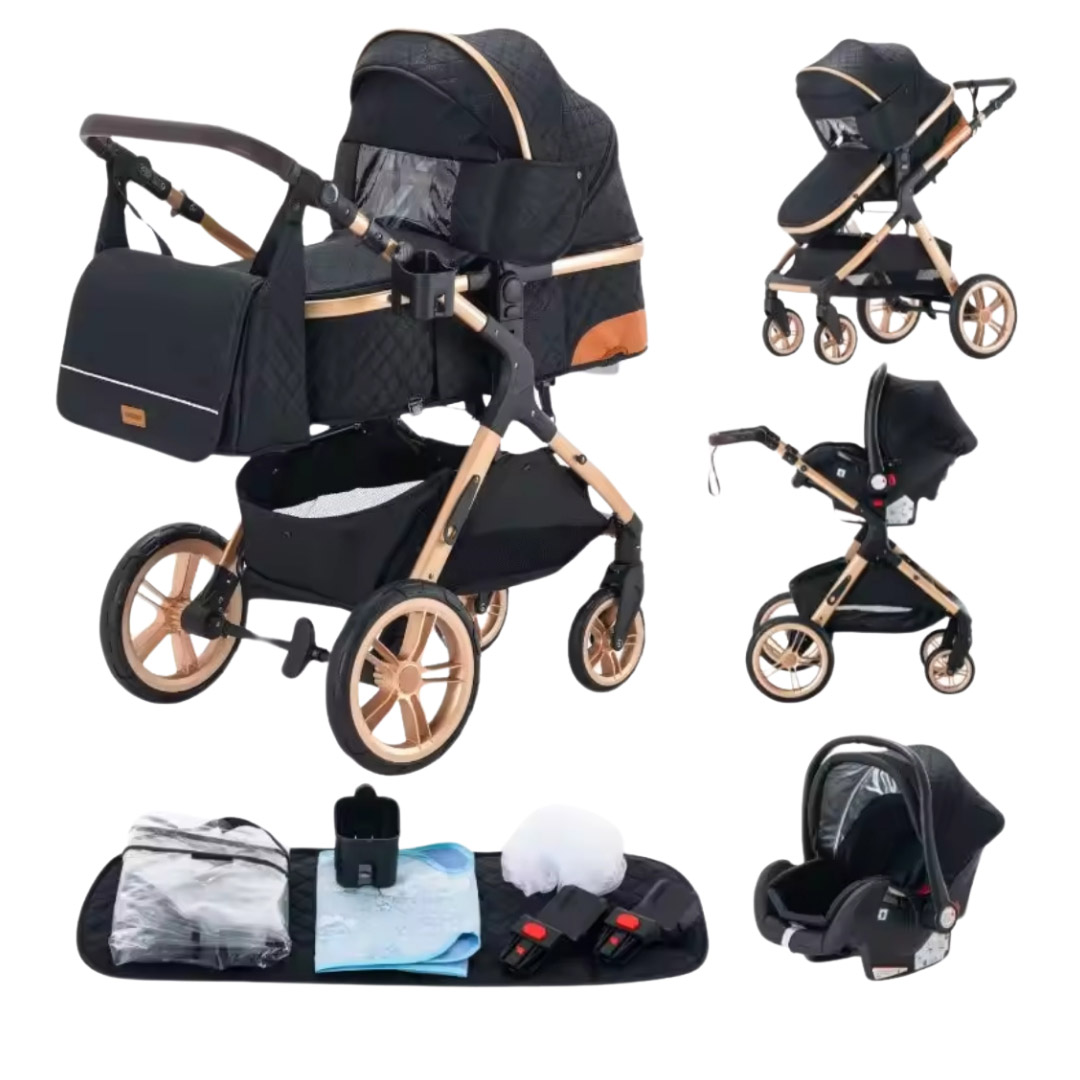 3-in-1 stroller with basket and high design