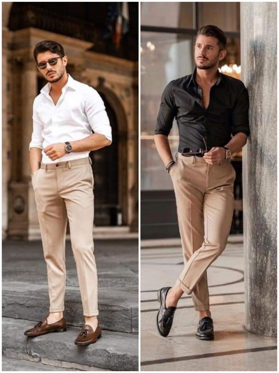 Slim Fit Beige Dress Pants