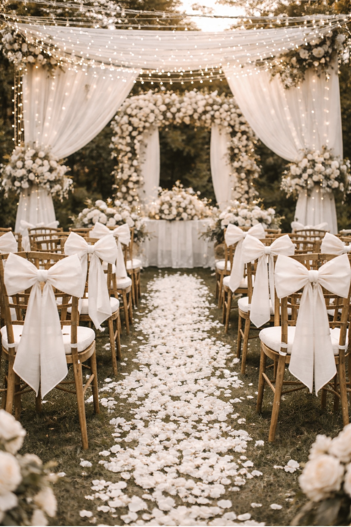 White Linen Wedding Bows