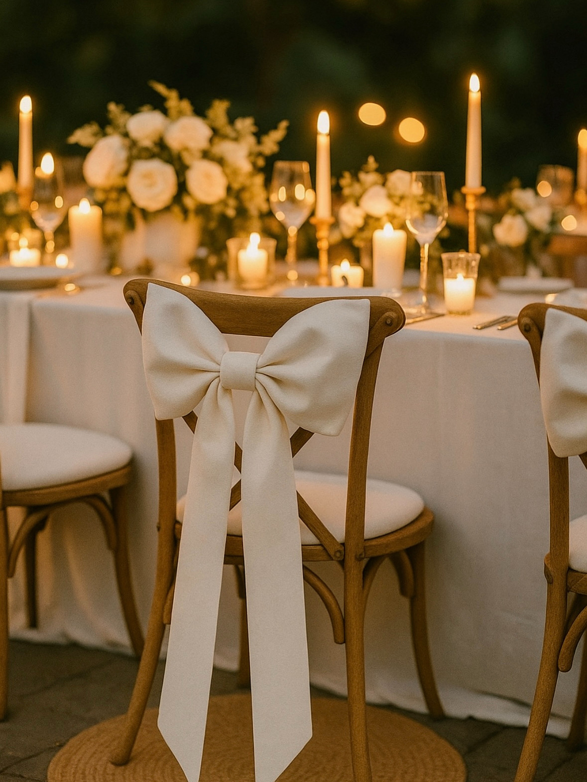 White Linen Wedding Bows
