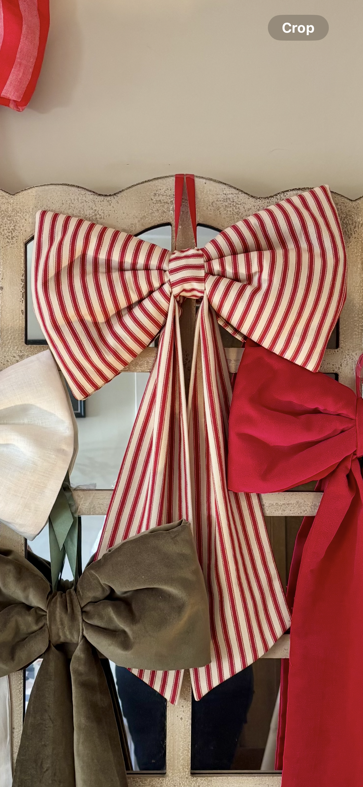 Extra Large Red Stripe Cotton Ticking Bow