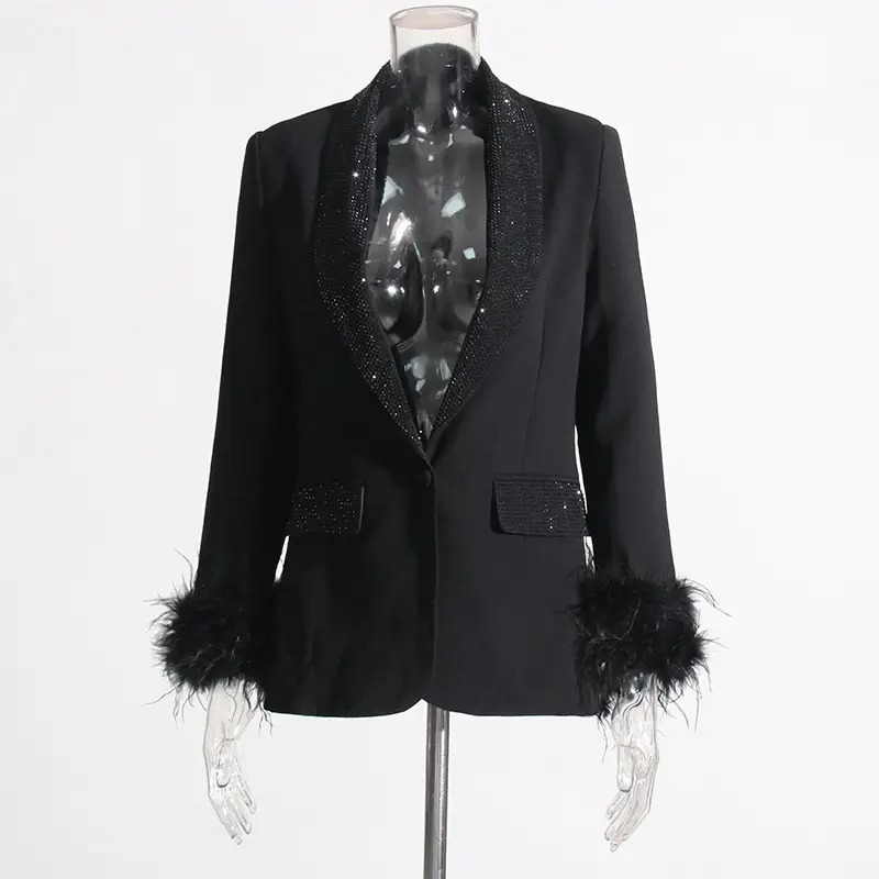 Feather Trim Blazer