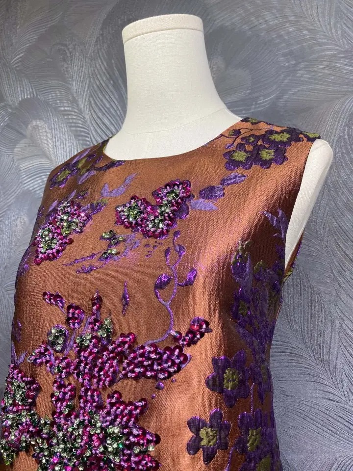 Floral Brocade Sleeveless Dress