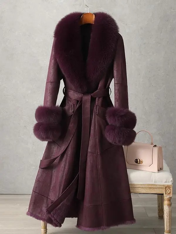 Elegant Fur-Trimmed Long Coat