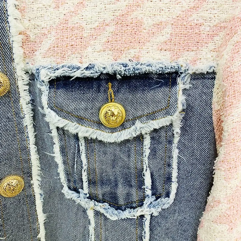 Women's Pink and Denim Patchwork Jacket