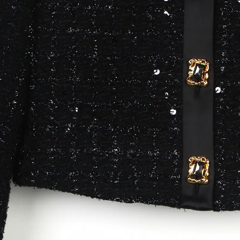 Black Sequin Tweed Jacket
